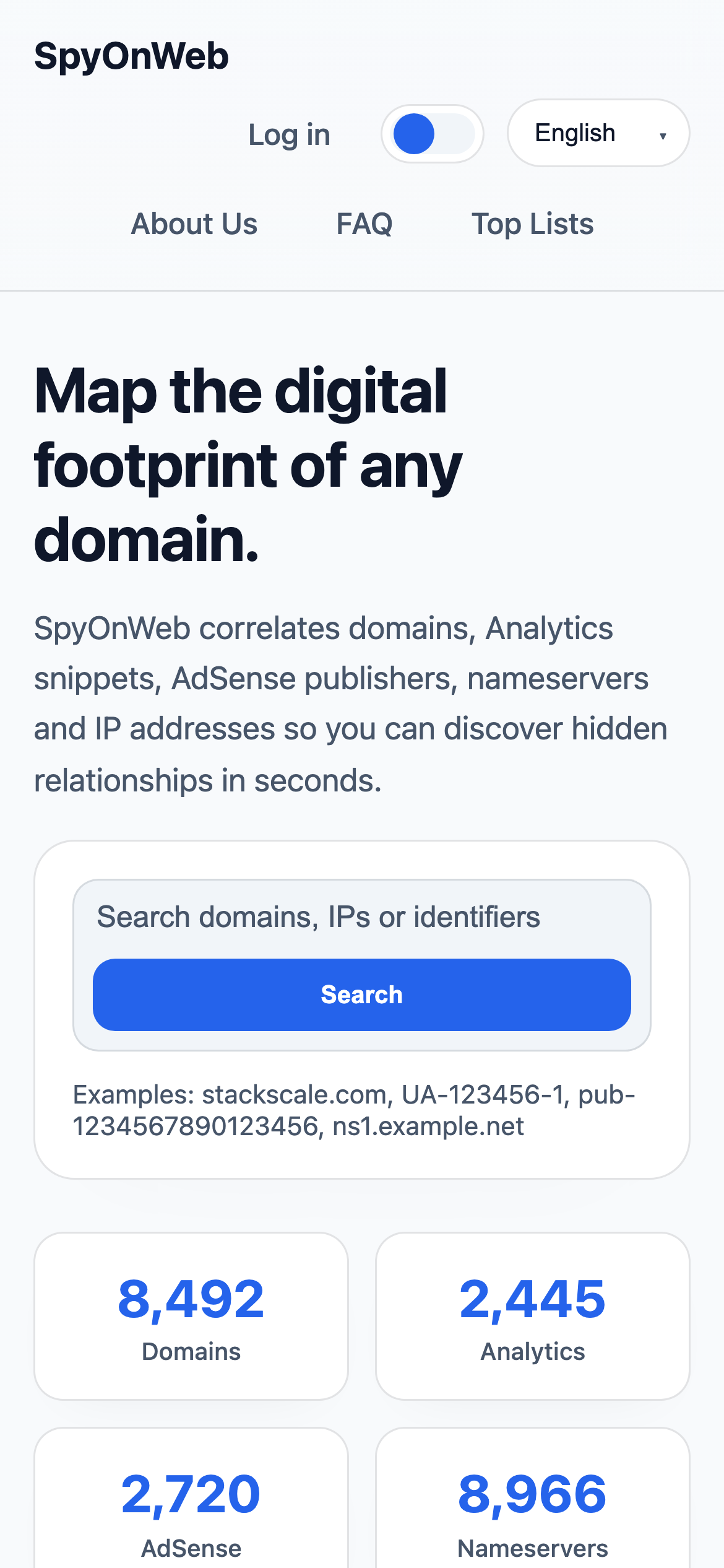 spyonweb.net — website homepage